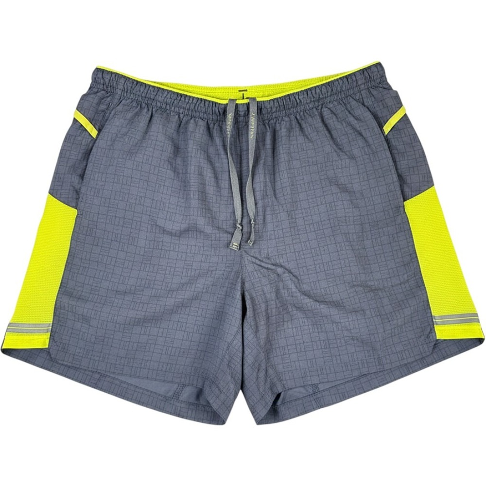 Brooks Shorts Small Gray Lime Green Reflective Running Polyester EUC Athletic